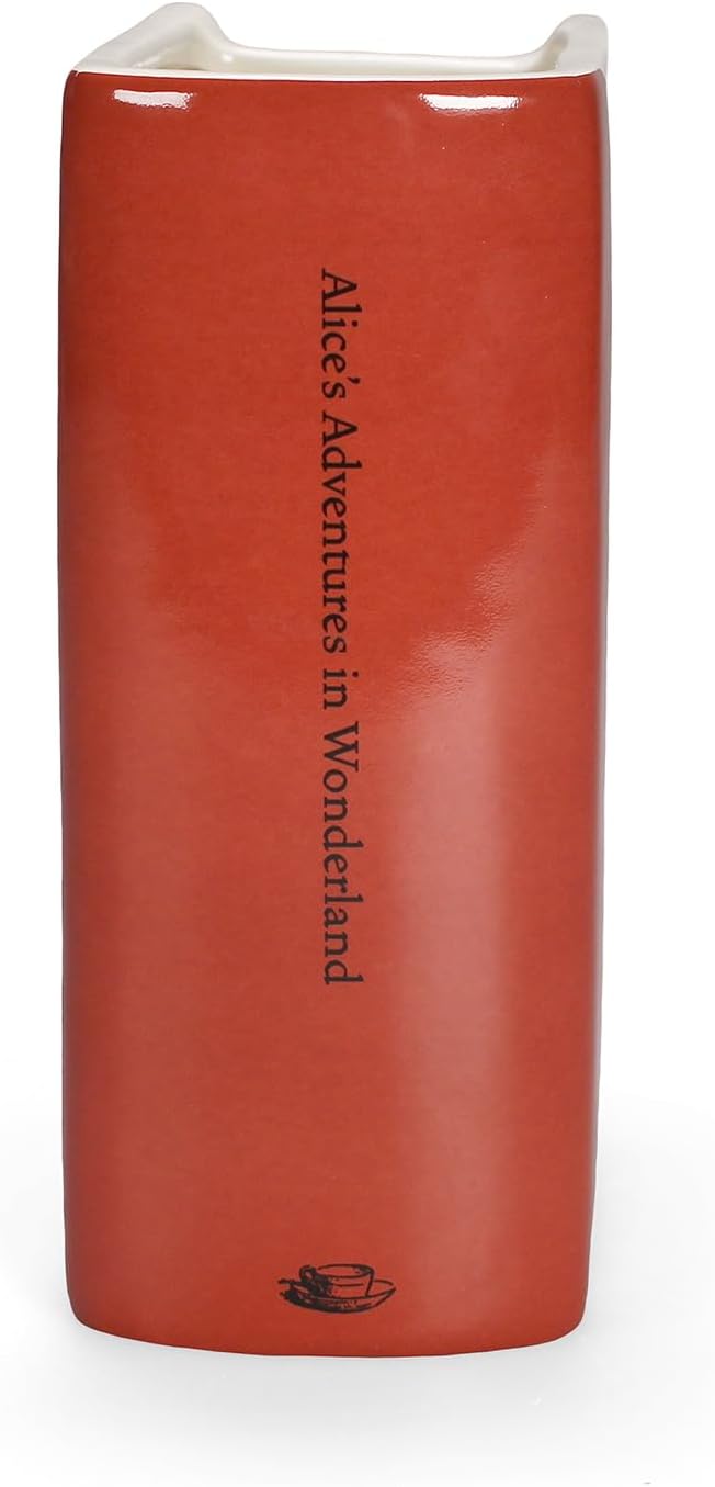 Ceramic Book Vase Alice in Wonderland Literary Quote