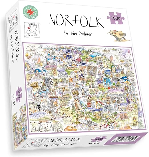 Map of Norfolk Jigsaw 1000 Piece Puzzle - Tim Bulmer