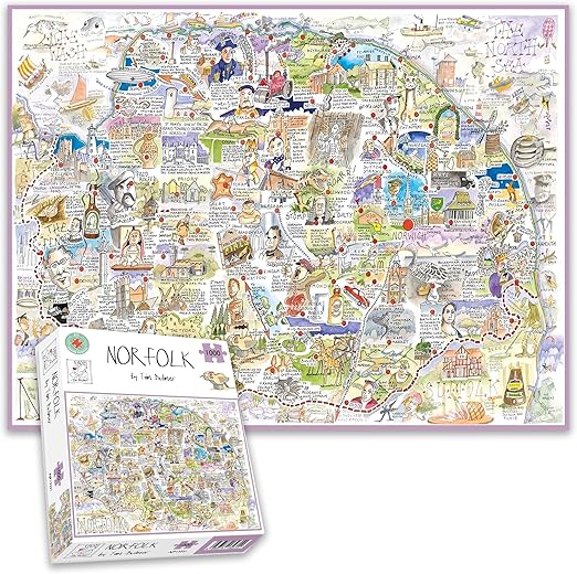 Map of Norfolk Jigsaw 1000 Piece Puzzle - Tim Bulmer