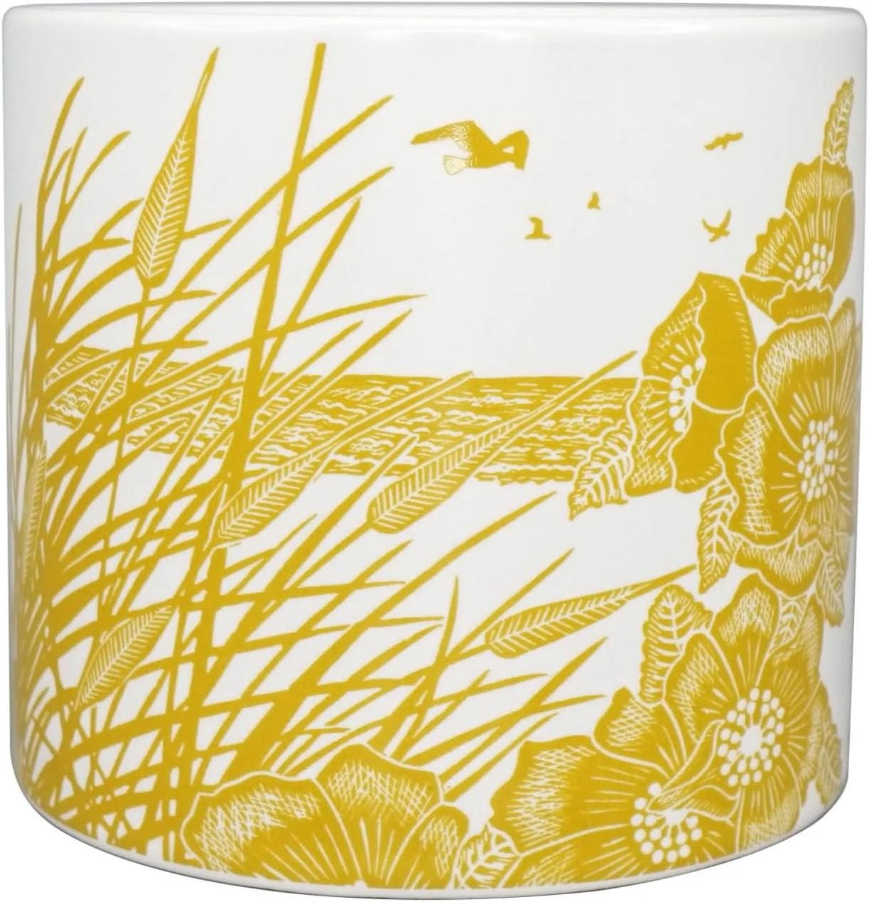 Reeds & Birds Ceramic Plant Pot - Kate Heiss (Mustard Yellow)