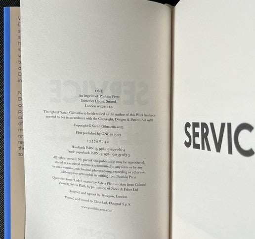 Service - Sarah Gilmartin - SIGNED FIRST EDITION