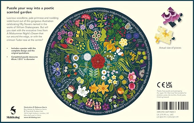 Shakespeare’s Flowers : A 1000-Piece Circular Jigsaw Puzzle - Rebecca Harris