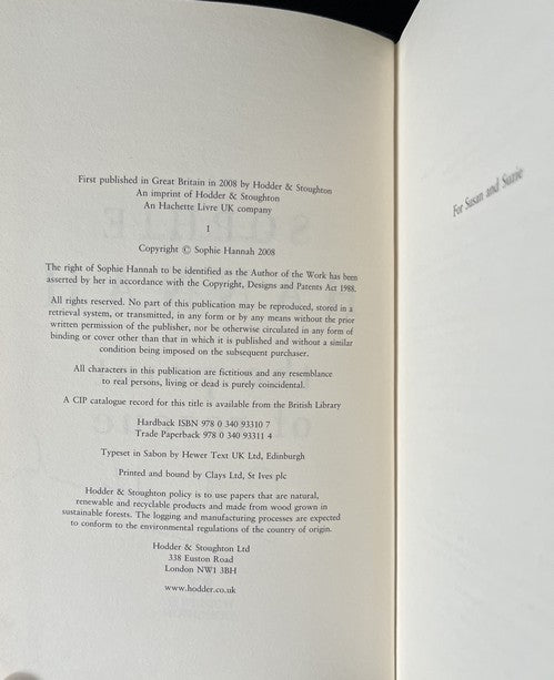 The Point of Rescue - Sophie Hannah - SIGNED FIRST EDITION