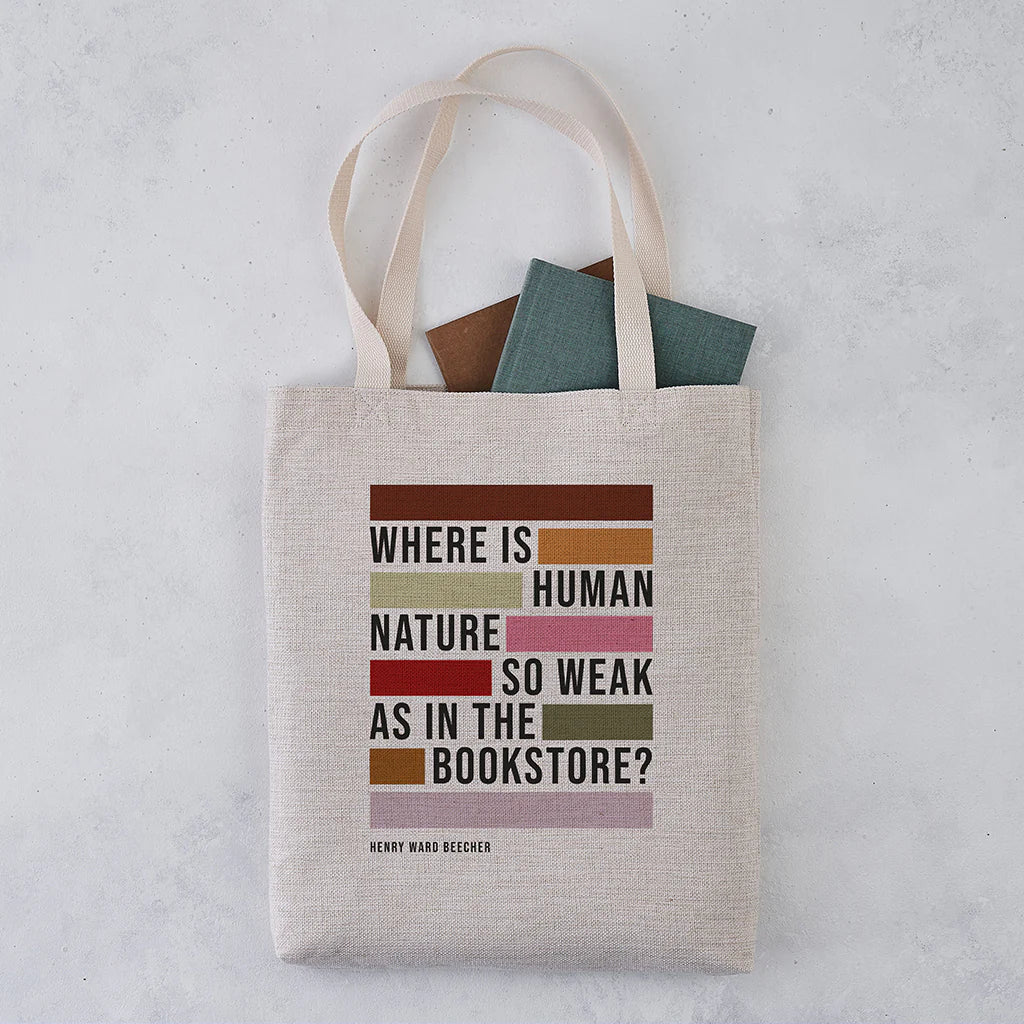 Human Nature in Bookstore Literary Tote Bag