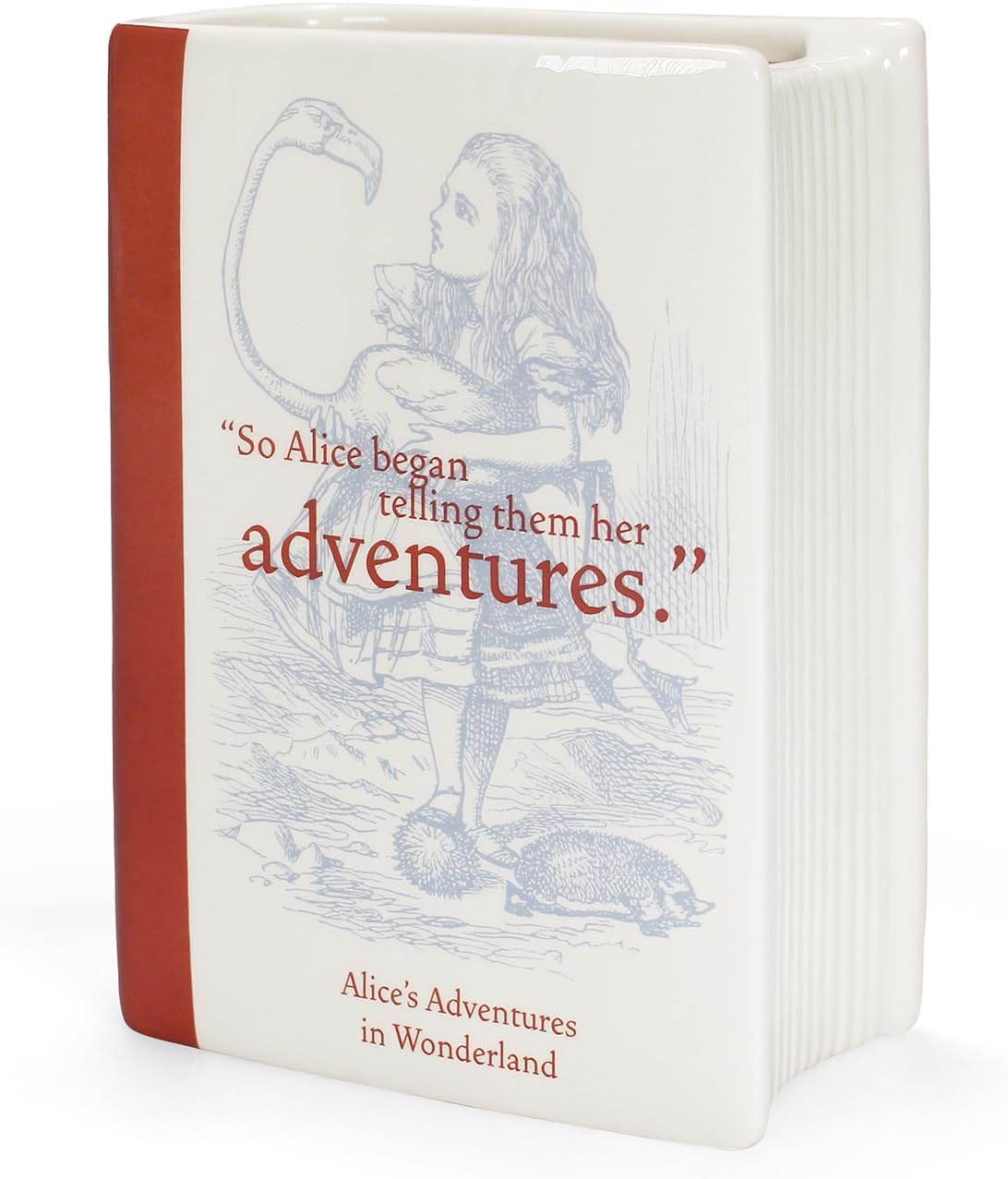 Ceramic Book Vase Alice in Wonderland Literary Quote