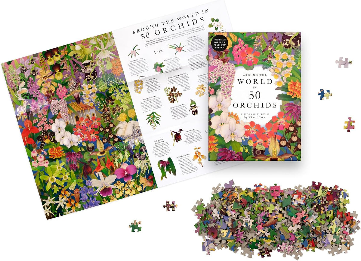 Around the World in 50 Orchids: A 1000 Piece Jigsaw Puzzle