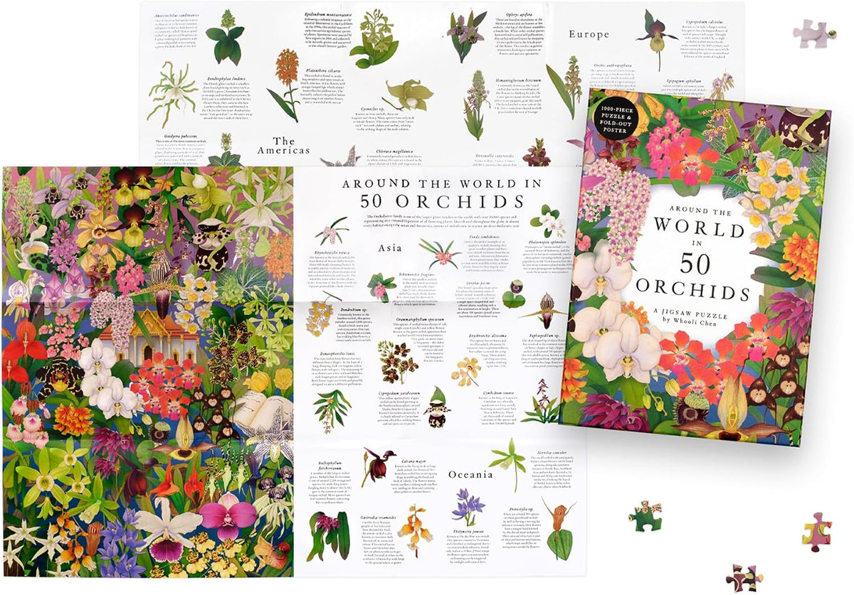 Around the World in 50 Orchids: A 1000 Piece Jigsaw Puzzle