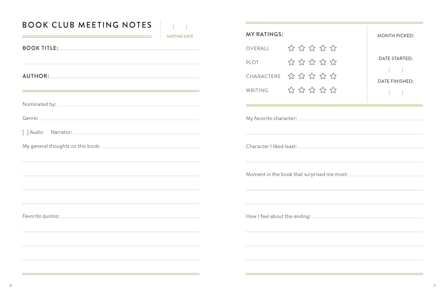 Bibliophile Book Club Journal