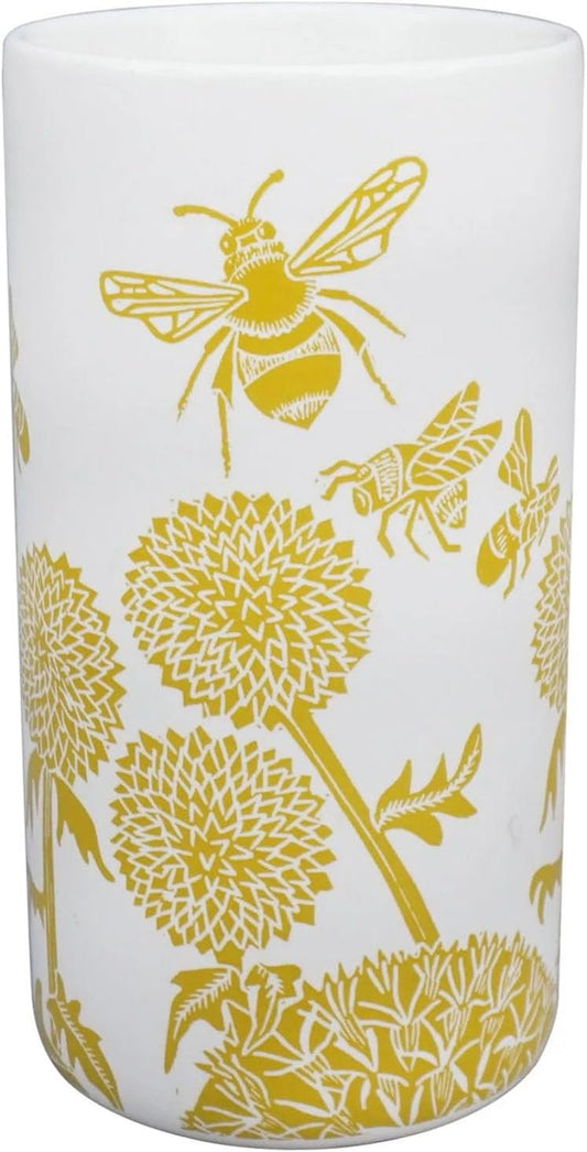 Bee Dandelion Ceramic Vase (Mustard Yellow)