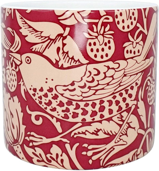 Ceramic Plant Pot - William Morris Strawberry Thief (Raspberry)
