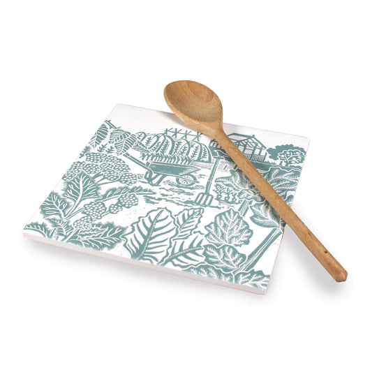 Ceramic Trivet Vegetable Garden Blue - by Kate Heiss