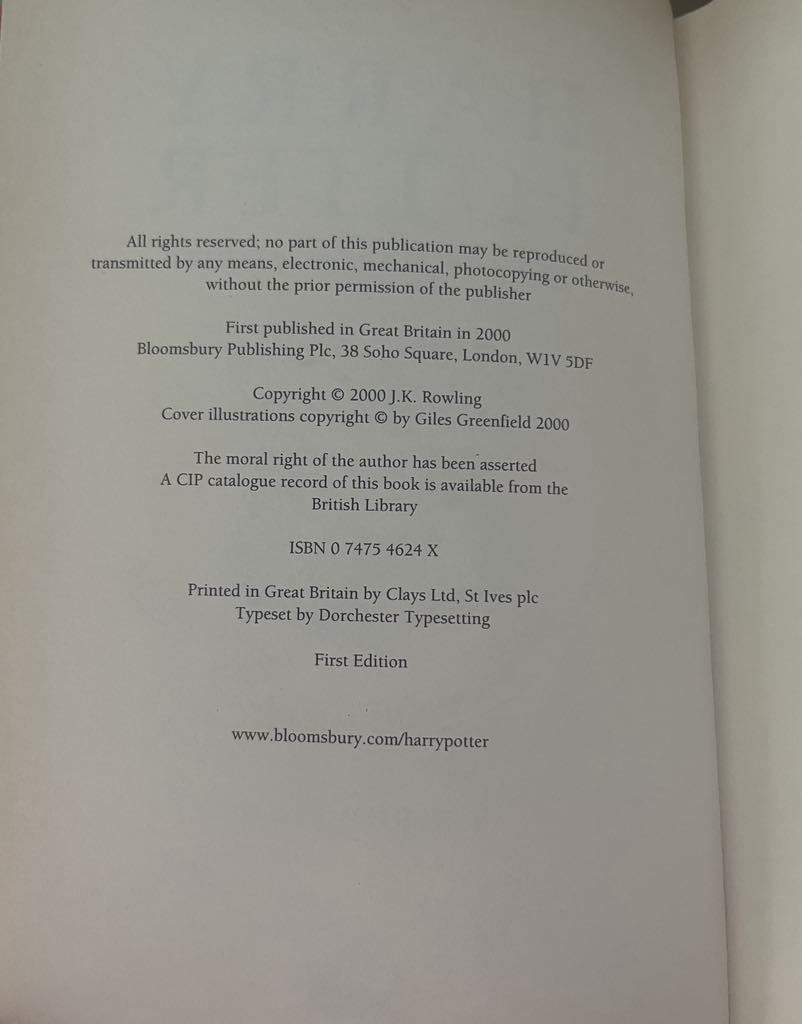 Harry Potter and the Goblet of Fire - J. K. Rowling - FIRST EDITION