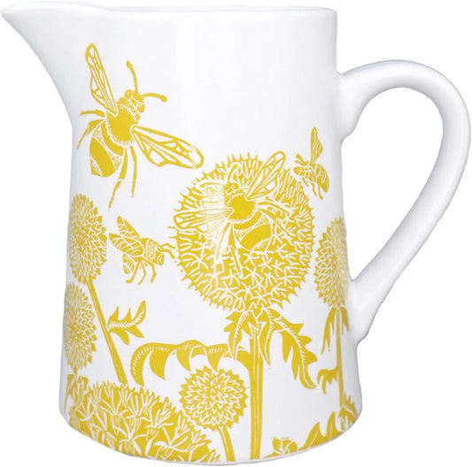 Ceramic Jug - Kate Heiss Honey Bee Clover (Mustard Yellow)