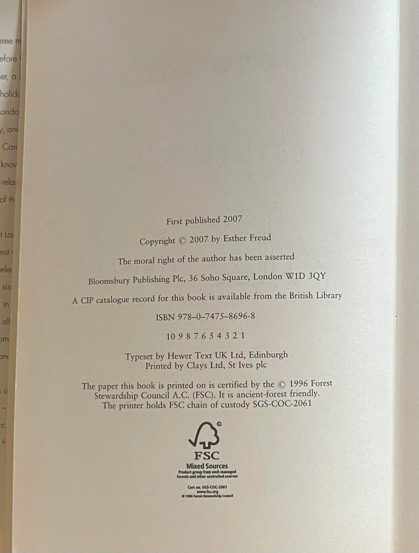 Love Falls - Esther Freud - SIGNED FIRST EDITION