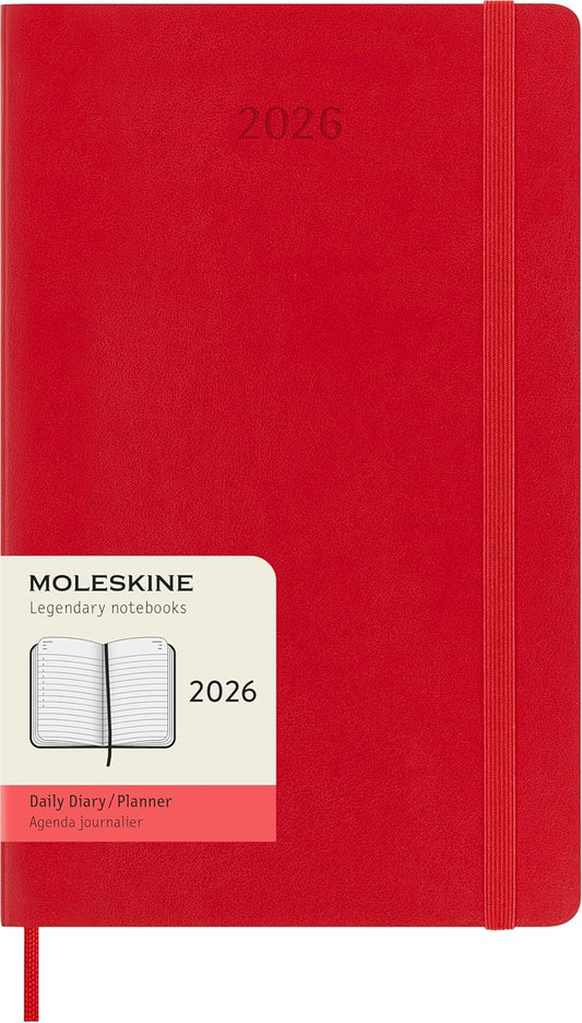 Moleskine 2026 12 Month Daily Large Softcover Diary - Red