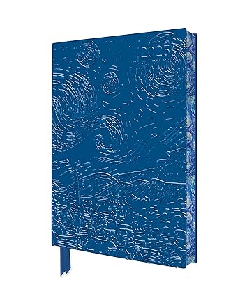 Vincent van Gogh: The Starry Night 2025 Artisan Art Vegan Leather Diary Planner - Page to View with Notes