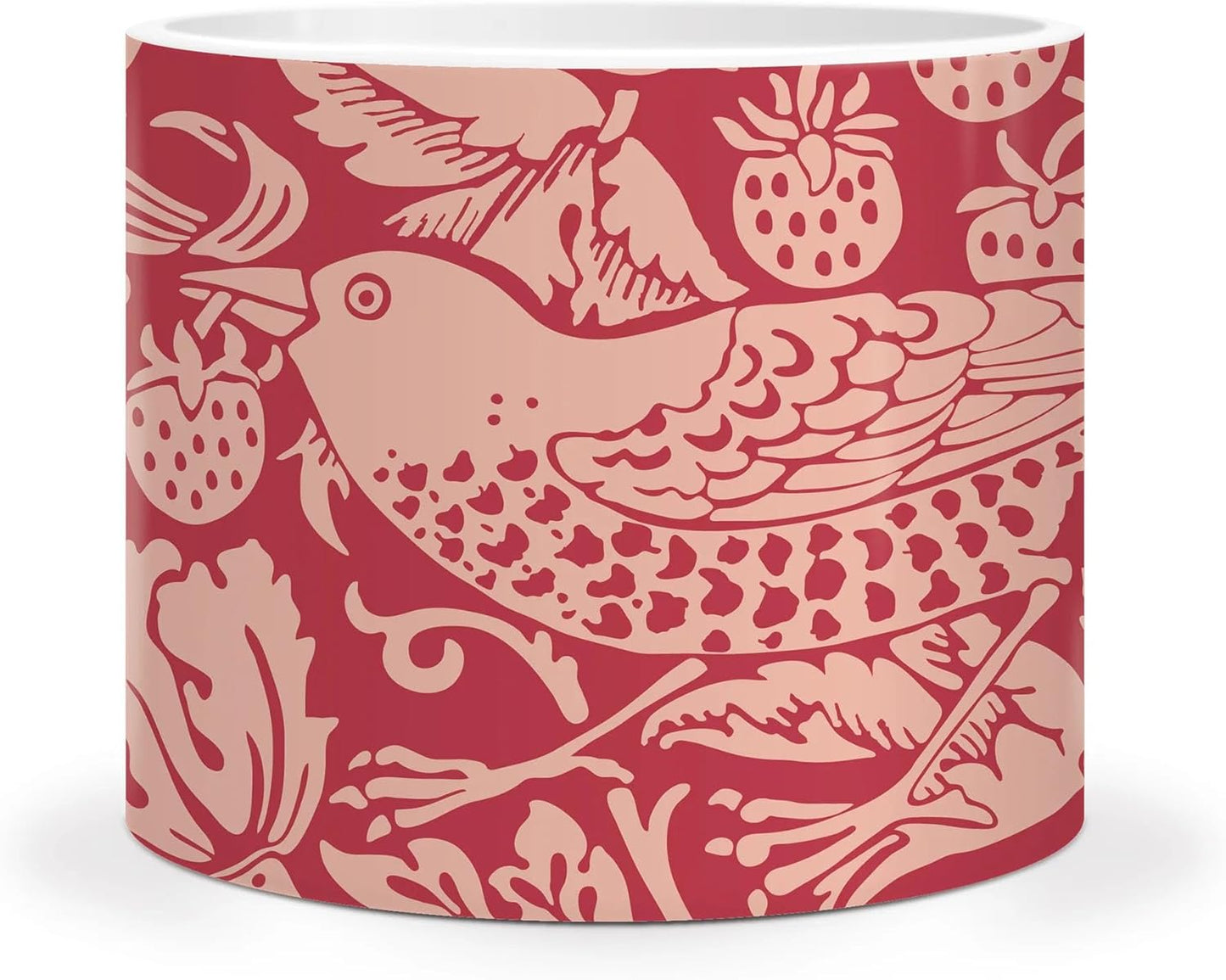 William Morris Strawberry Thief Ceramic Plant Pot (Raspberry)
