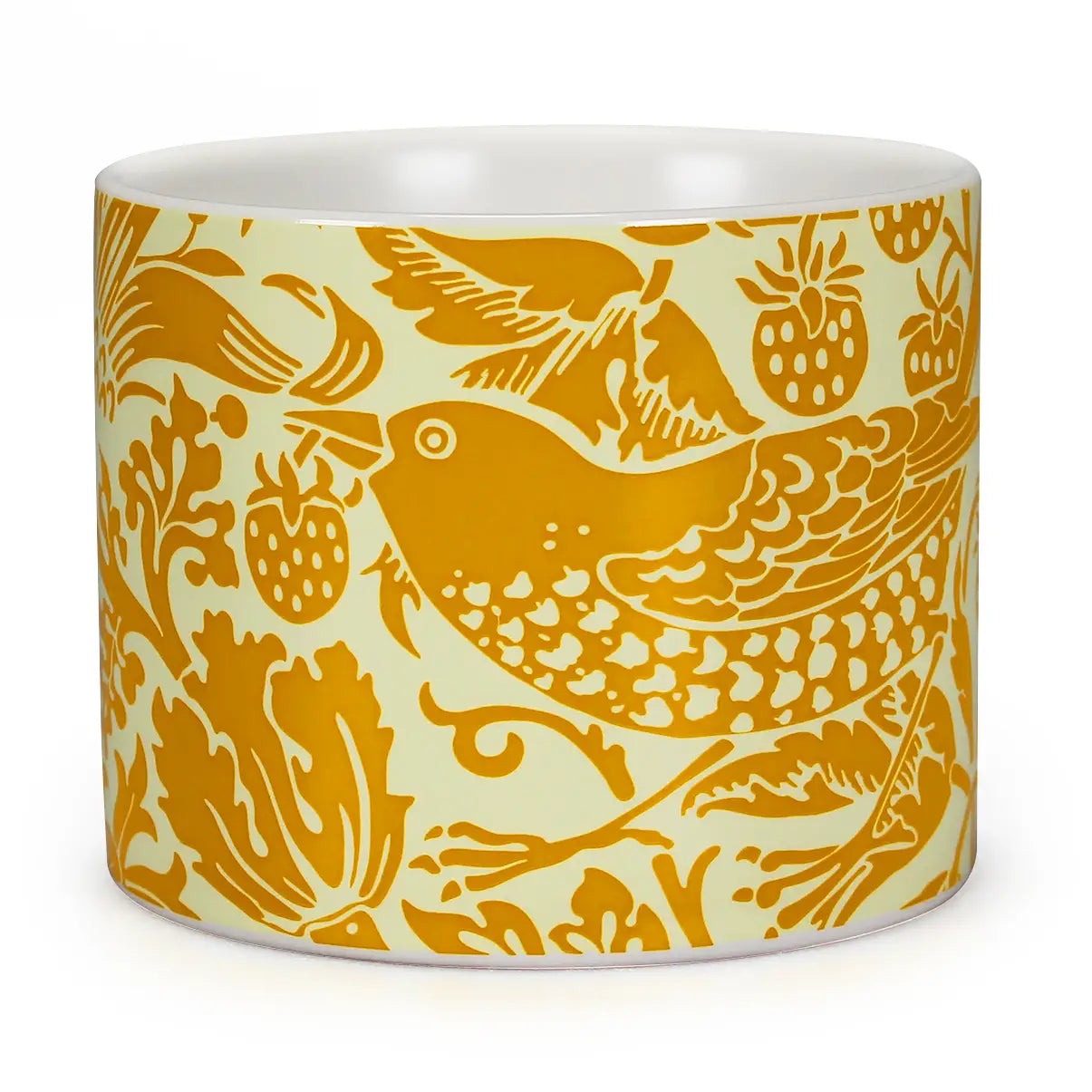 William Morris Strawberry Thief Ceramic Plant Pot (Yellow)