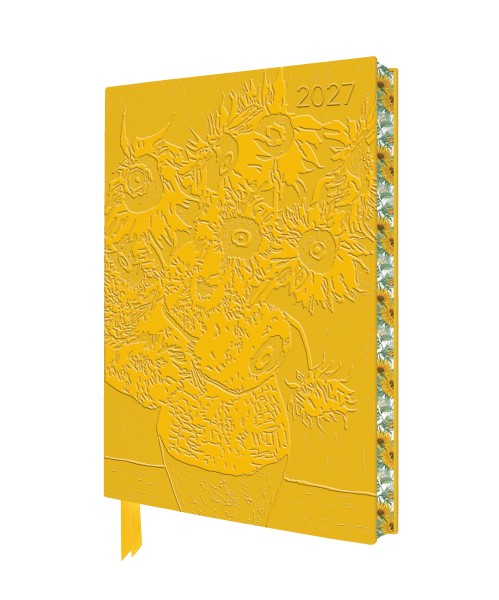 Vincent van Gogh: Sunflowers 2027 Artisan Art Vegan Leather Diary Planner - Week to View with Notes
